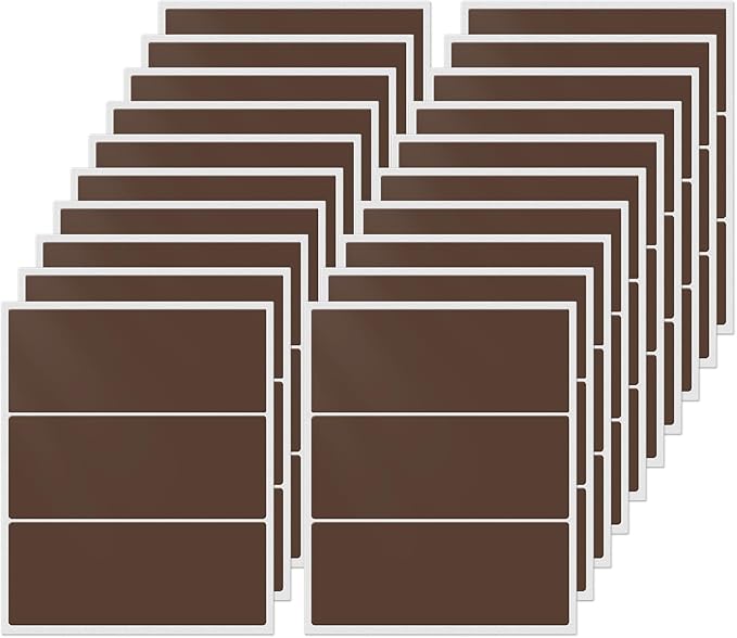 FINDAT Rectangle Label Stickers 4×2 Inch Vinyl Removable Brown Sticker Waterproof Writable File Folder Moving Labels for Boxes Home Office Labeling 60 PCS
