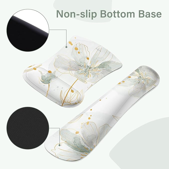 MOSISO Desk Mat Keyboard Mouse Pad Set, Large Gaming Mouse Pad&Keyboard Wrist Rest&Mousepad with Wrist Rest&Coaster, Ergonomic Non-Slip Home Office Mousepad with Memory Foam, Green