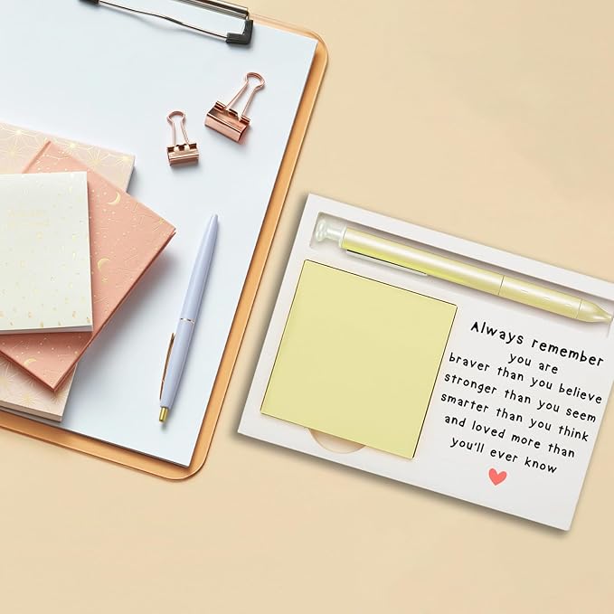 Always Remember You are Braver, Strong, Smarter, Loved, Motivational Inspiration Gift for Her, Friends Sister Daughter Nurse Colleagues Work Friend Son Self-Stick Note Pad Holders ZBA12