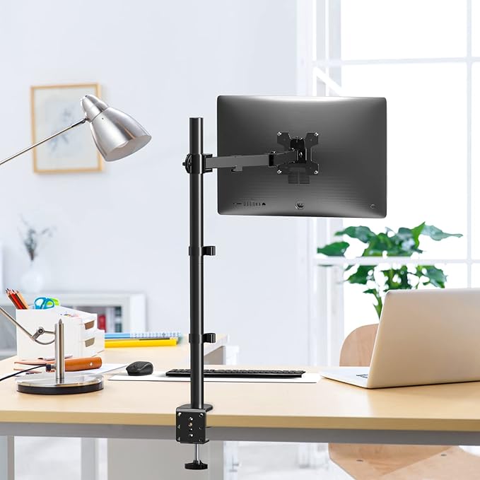 WALI Monitor Arm Mount for Desk, Single Extra Tall Computer Desk Mount, Monitor Bracket Mount Stand Single, up to 32 inch, 22 lbs (M001XL), Black