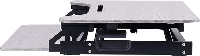 Rocelco Standing Desk Converter with Dual Monitor Mount - 31.5 Inch Sit Stand Up Tabletop Riser with Tablet Holder, Height Adjustable Workstation - Deep Keyboard Tray for Laptop - Gray (R VADRG-DM2)