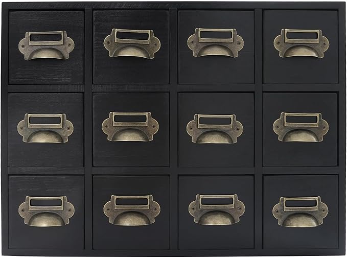 Vintage 12-Drawer Storage Cabinet – Multipurpose Desktop Organizer for Office, Craft & Home