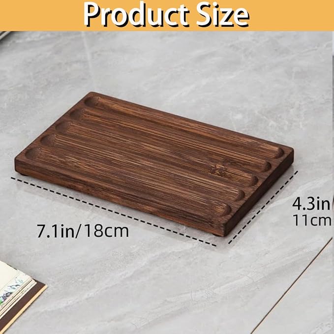 Pen Holder Organizer of Office desks,Walnut Desk Pen Stand,Wave Pen TrayOffice Accessory,Teacher Gifts,Suitable for School,Home,Office Desktop Art Accessories (Walnut-5 Grid)