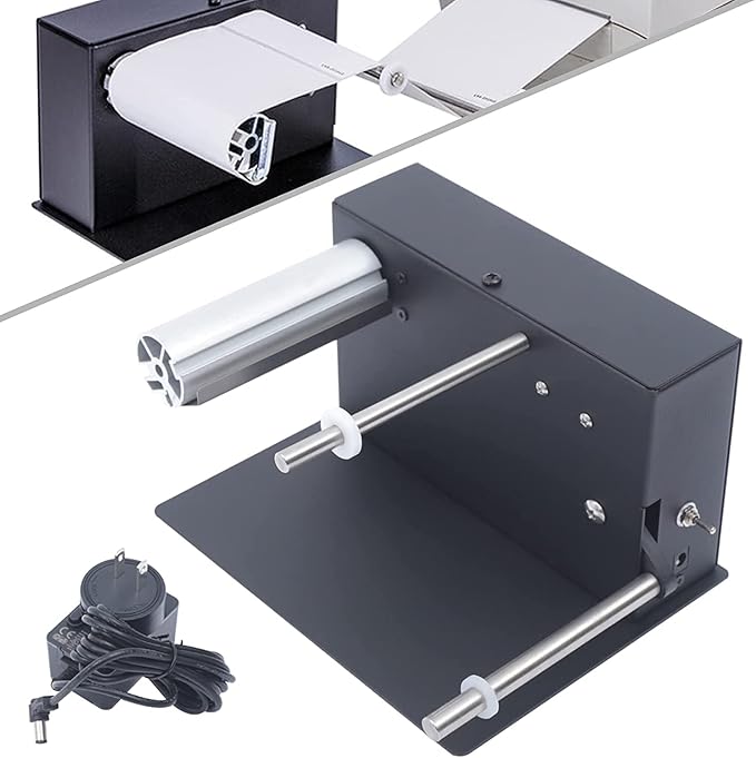 0-7.1" Width Electric Label Rewinder, Automatic Synchronization Bidirectional Rewinding Machine 1.57" Dia Paper Core Holder Rewind 1-8"/s Adjustable Sticker Rewinder for Printer Bar Code Tags