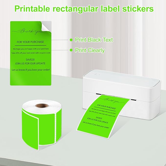 YOULAISHI 3 X 5 Inch Rectangle Sticker Moving Labels for Boxes, 300PCS Waterproof Removable Labels Stickers to Write on for Bar-Codes, Address, Small Business Labeling, Inventory, Light Green