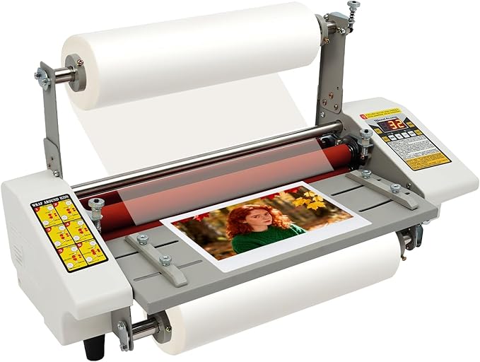 Laminator Machine, Hot and Cold Roller Laminating Machine, Single/Dual Sides Thermal Laminating, Digital Display, Exit Button for Paper, Documents, Photos, Cards, 110V