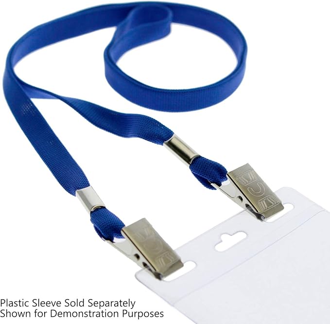 Bulk 100 Pack - Face Mask Lanyards - Premium Comfortable Neck Straps for Badge Holders - Twist Free 2 Hook Design (1 on Each End) for Special Event Badges, Credentials & Ticket Holders (Blue)