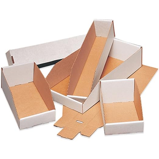 Aviditi Corrugated Cardboard Storage Bins, 6"x 24"x 4 1/2", White, Pack of 50, for Warehouse, Garage and Home Organization
