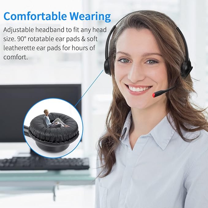 USB Headset with Mic for PC Computer Laptop Headphones with Noise Cancelling Microphone in-line Control for Home Office Online Class Teams Zoom
