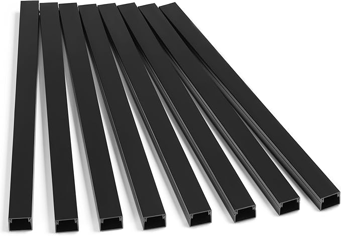 One-Cord Hider Kit, 126in Cable Covers for Wires on Wall, Mini Wire Hider for Wall Mounted TV, Black Cable Raceway, Paintable Cord Cover Cable Management for Home Office, 8xL15.7in W0.6in H0.4in