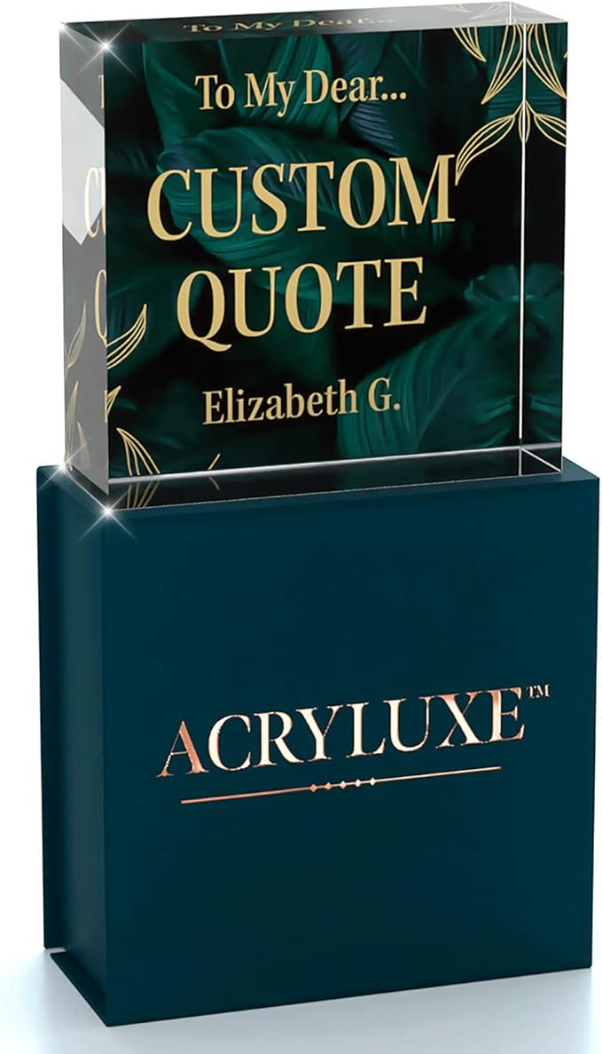 Custom Acrylic Sign Personalized, Custom Desk Name Plate, 18 Styles, (4"x4"), With Gift Box, USA Made by Acryluxe. (Luxurious)