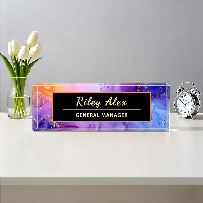 Desk Name Plate Personalized, Office Decor Cute Desk Accessories for Employee Appreciation Gifts Office Gifts for Boss, Teacher (S1)