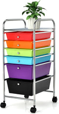 Happygrill 6-Drawer Organizer Cart Tools, Mobile Utility Storage Cart with Removable Drawers & Lockable Wheels, Rolling Storage Cart with Wheels for Home Office,Multicolor