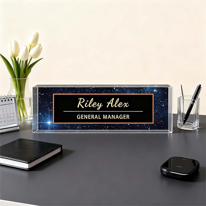 Custom Name Plate for Desk, Acrylic Name Plate Office Desk Decor for Women, Coworkers, Teacher, Employee Appreciation Gifts (S11)
