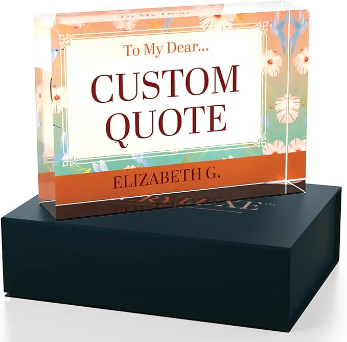 Personalized Gifts, Custom Quote Block Letter Board,Crystal-Clear Acrylic with Gift Box,17 Styles, Holiday and Christmas Gift for Mom, Dad, Girlfriend, Him or Her, Husband, Wife (5"x7, Flora)