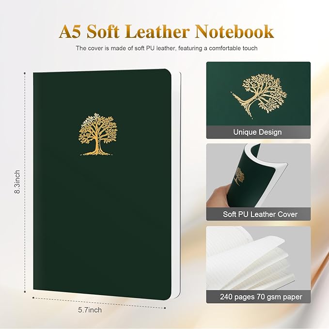 Comix 6-Pack A5 Notebooks for Work, 5.6 inches x 7.9 inches，240 Pages，College Ruled with 70 GSM Thick Paper，Softcover Lined Journals for Home, School & Office