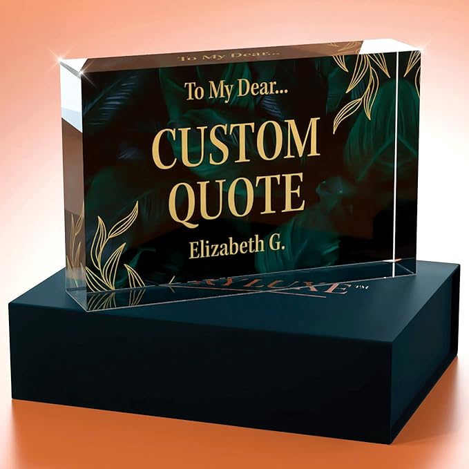 Custom Acrylic Sign Personalized, Custom Desk Name Plate, 18 Styles, (4"x6"), With Gift Box, USA Made by Acryluxe. (Luxurious)