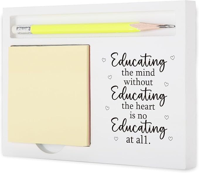 Inspirational Educating The Heart Teacher Gift, for Educators Counselors Mentors Staff, Appreciation Gift for Back to School Farewell Retirement Office School Home Decor Note Pad Holders KBB08
