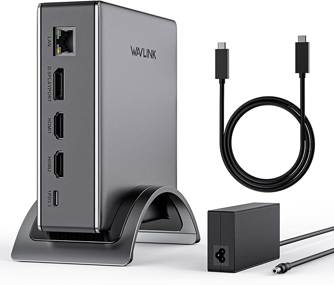 Laptop Docking Station,WAVLINK PD3.1 Docking Station 3 Monitors with 4K@144Hz,2*HDMI + DP,140W PD Charge,USB-C 10Gb,USB-A 5Gb,Gigabit Ethernet,Audio/Mic for HP, Dell,Windows System Computer