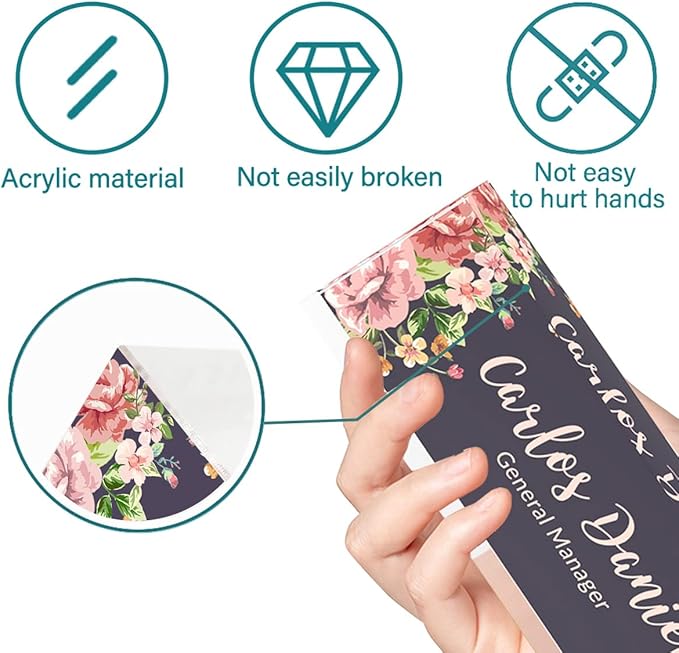 Personalized Name Plates for Desk | Custom Plate Gifts|Office Decor Women|Name Tags|Desk Decorations Women or Men|Acrylic Office Decorations(Mixed Flowers)