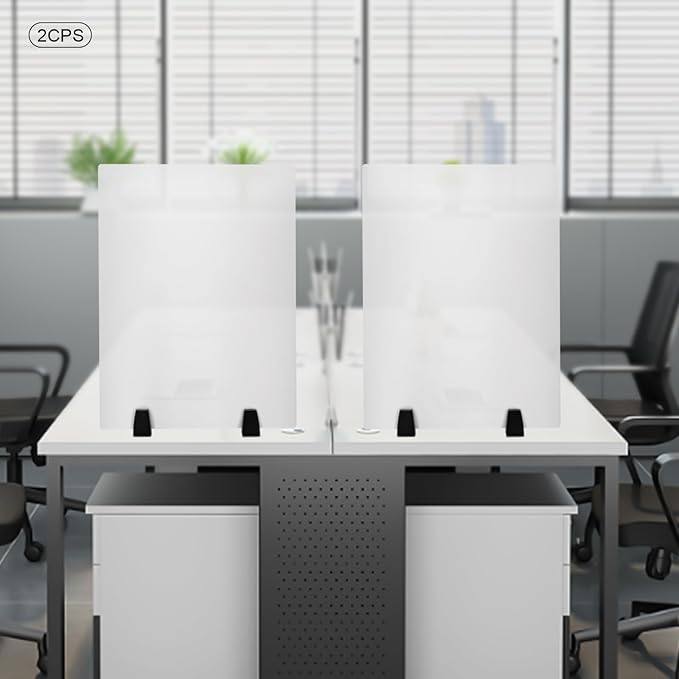 2 Pack Desk Privacy Panels,Modern Dual Frosted Plexiglass 24 x 18 inch Desk Privacy Panels,Acrylic Cubicle Desk Dividers,Office Partitions (24 in x 18 in)