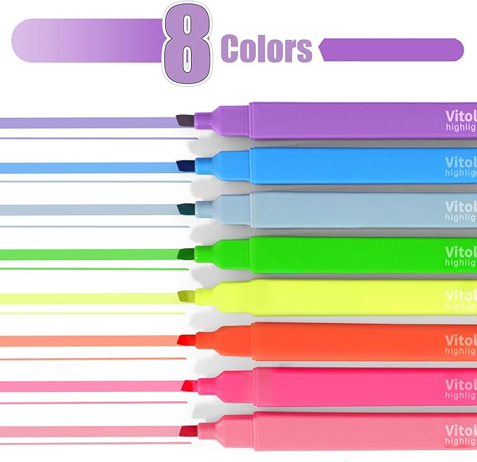 Piochoo Aesthetic Highlighters,8pcs Bible Highlighters,Vibrant Colors, Cute Highlighter Assorted Colors, Cute Markers Back to School Supplies
