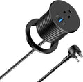 2.5 inch Power Grommet,20W USB-C Charging,1 Outlet with 2 USB C,1 USB Port,Furniture Flush Mount for Desktop,Recessed Power Strip,Workspace Essential Desk Outlet (Black, 6 FT)
