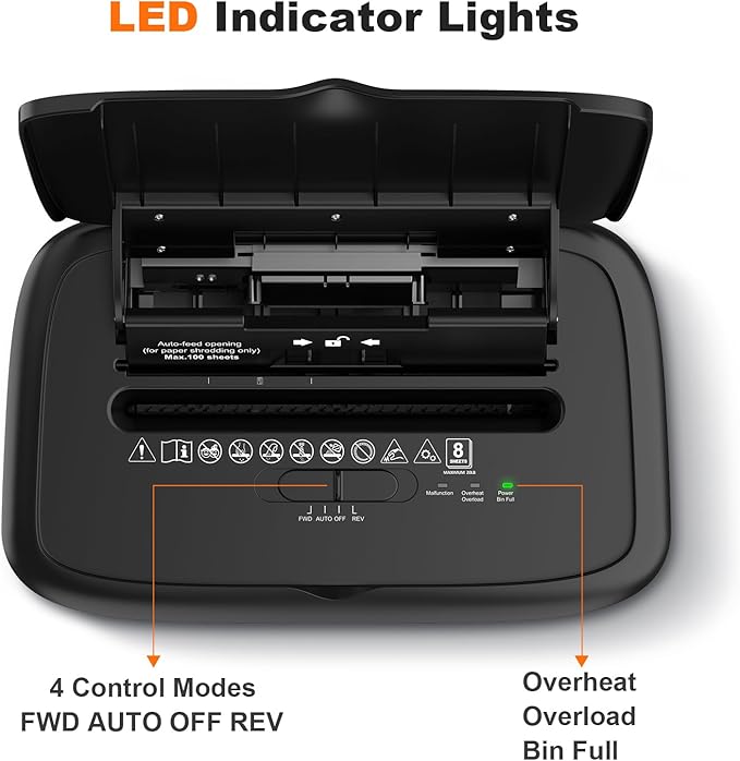 Bonsaii 100 Sheets Auto Feed Paper Shredder, Up to 30 Minutes Shredders for Home Office Use, Micro-Cut Heavy Duty Shredder / 4.2 Gallons/Security Level P-4 (C231-D)