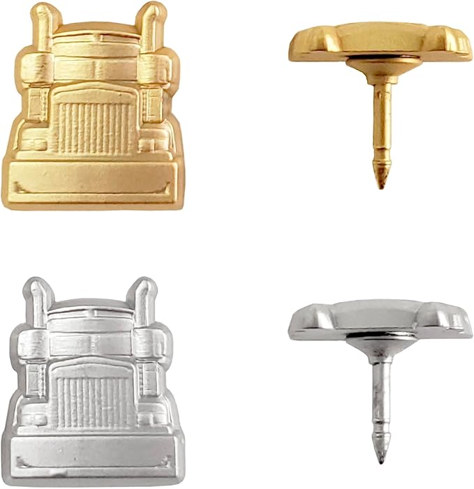 Semi-Truck Push Pins - for Cork Board, Maps, or Lapel Pin Use - Designed in USA - Silver Metal Semi-Truck Pins - Set of 20