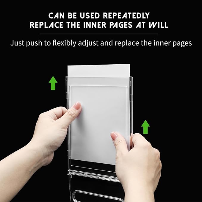 10 Pack 5x7 Inch Sign Holder Vertical, Double-Sided Usage with Swivel Base for Table Display, for Office, Store, Restaurant, Retail Counters, for Menu, Message Board, Note