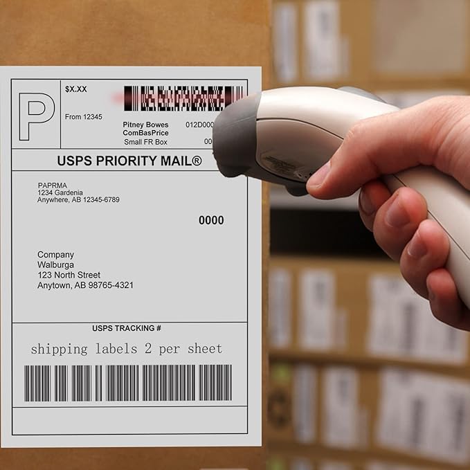 PAPRMA Half Sheet 8.5x5.5inch Shipping Mailing Label 1000 Counts, 2 Labels Per Sheet 8.5 x 11 for Laser & Inkjet Printer, Permanent Adhesive Label Square Corner (500 Sheets)