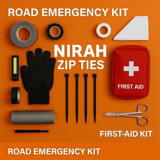 12 inch Black Cable Ties, UV resistant, Self-locking, Multi-purpose Nylon Heavy Duty Zip Ties, Wire Ties for Professionals, Office, Home, Garden, and Cable Management by Nirah