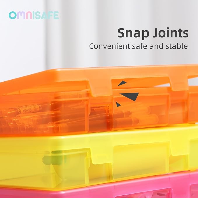 9 Pack Medium Colored Plastic Hobby Art Craft Organizer, Mini Plastic Storage Containers with Latching Lid, for Pencil Box, Lego, Crayon