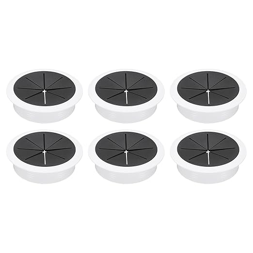 uxcell 6 Pcs Desk Grommet, 3.15 inch 80mm Desk Cable Hole Cover Wire Hole Insert for Home Office Table Cabinet Cord Organizer, Black/White
