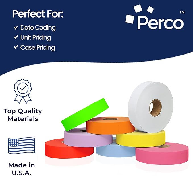 Monarch 1131 Multicolored Sleeve—8 Rolls, 1 Sleeve, 20,000 Labels for Monarch 1131 Price and Date Guns—Includes White, Yellow, Blue, Lavender & Fluorescent Colors (Red Green Pink Orange)—Made in USA