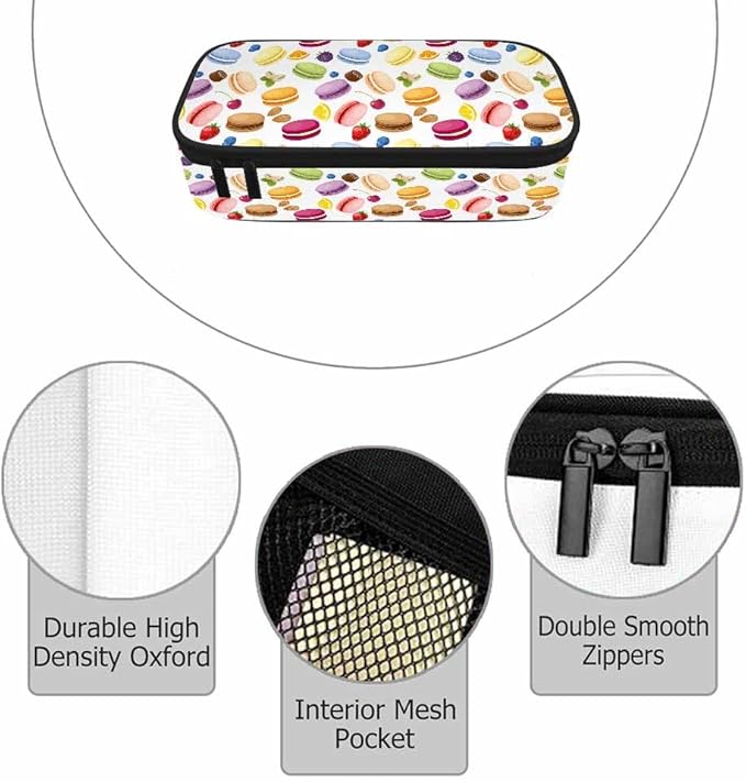 Cookies Pencil Case Strawberries Blueberries Grape Fruits Pencil Bag Pouch Box Organizer for College School Students Boy Girl