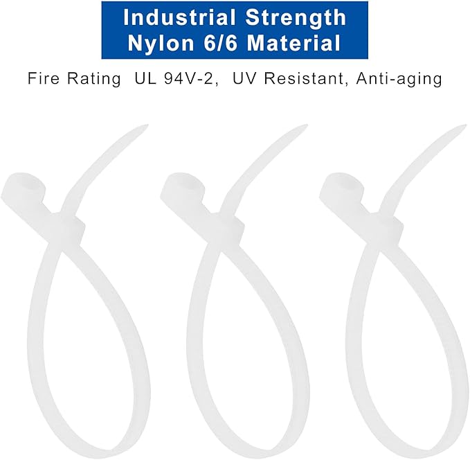 Zip Ties with Screw Hole 150 Pcs, 6 inch 48lbs Electrical Cable Ties Straps, Mount Head Plastic Ties Multipurpose Heavy Duty Nylon Zip Tie for Indoor & Outdoor (6", White)
