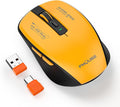 Bluetooth Mouse, Bluetooth 5.1 + 2.4GHz USB + USB-C Dongle, Wireless Mouse Tri-Mode, with Forward/Backward Side Keys, Silent Click, Side Buttons, Portable for Laptop, Mac, iPad (Yellow Black)