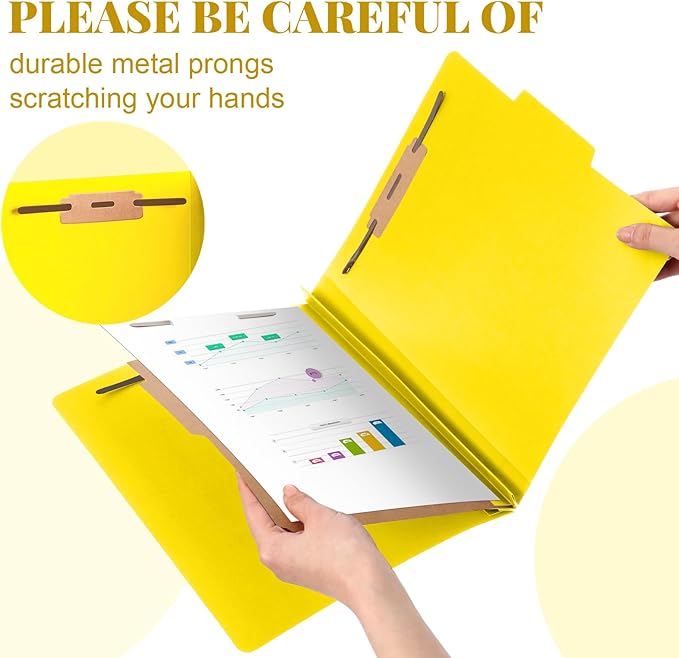 Skyygemm 24 Pcs Classification Folders Letter Size, 1 Divider Pressboard File Folder with Fasteners, Expanding File Organizer Bulk for Teachers, Clergy, Office, Church, Christmas Donations (Yellow)