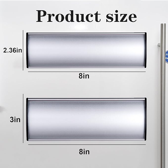 5 Pcs Office Name Plates Holder for Doors, 3 Inches x 8 Inches Curved Wall Mount Door Sign Holder, Silver Aluminum Sign Holder for Office Wall with Plastic Film and Adhesive Tape