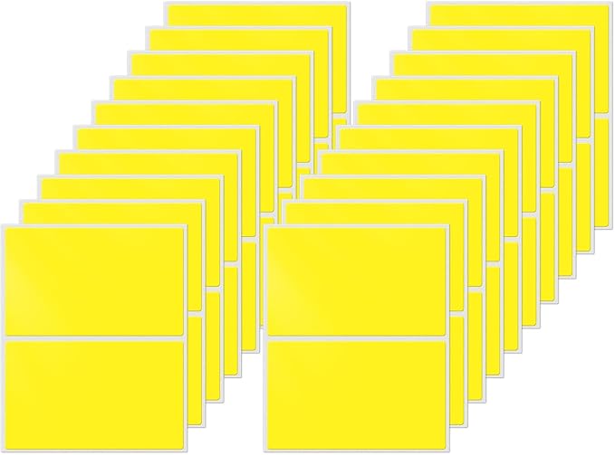 FINDAT Rectangle Label Stickers 3×2 Inch Vinyl Removable Yellow Sticker Waterproof Writable File Folder Moving Labels for Boxes Home Office Labeling 40 PCS