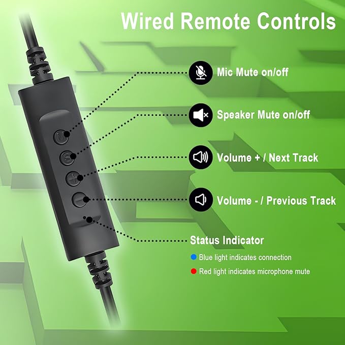 Wired USB Earbud with Microphone Single-Side USB-A Computer Headphone with Adjustable Ear Hook for PC Laptop Computer Mac Zoom Teams Office Work with Volume Controls & Mic/Speaker Mute, Lightweight