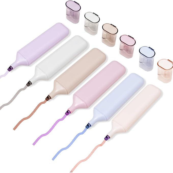 Dacono Pastel Highlighter Set, Chisel Tip, Tank Style, 6 Pack Morandi Colors, Cute No Bleed Bible Highlighter, with Large Ink Reservoir for Extra Long Marking Performance, Back to School Supplies