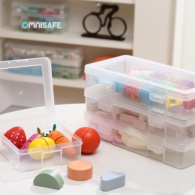 9 Pack Medium Plastic Hobby Art Craft Organizer, Clear Plastic Storage Containers with Latching Lid, for Pencil Box, Lego, Crayon