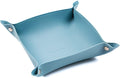SANQIANWAN Leather Jewelry Valet Tray for Women and Man, Portable Entryway Table Tray Bedside Nightstand Desk Tray Small Catchall Travel Dish Plate for Key,Wallet,Watch,Coin (Light Blue-B)