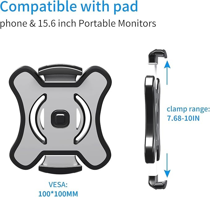 Pholiten Universal VESA Mount Adapter for Tablets, 2-in-1 Laptops, & 15.6 inch Portable Monitors, VESA 100x100, Adjustable Laptop Holder, Extend to 7.68-10 inch