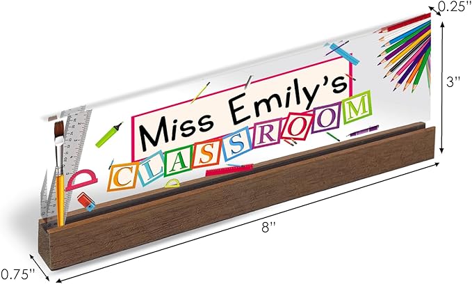 Artblox Office Personalized Name Plate for Desk with Business Card Holder On Clear Acrylic Glass School Teacher Design Custom Desk Name Plate with Your Name and Credentials Customized Gift
