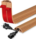 Floor Cord Cover for Wires on Floor Self Adhesive Cord Hider Floor Cable Management Wire Covers for Cords Protector Prevent Cable Trips Cord Cavity W 0.47" x H 0.27", Brown Wood, 20Ft