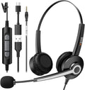 Wantek USB Headset with Microphone for PC, Computer Laptop Headset with Call Answer Button for MS Teams & IP Phones, Lightweight Design & Memory Foam Cushions for All-Day Comfort