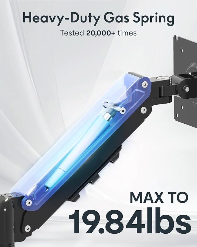 Flexispot Single Monitor Arm, 17-32 Inch Monitor Mount up to 19.84 lbs, Fast Install VESA Mount for Home Office Gaming, Full Adjustable Gas Spring with C-Clamp and Grommet Base, Black